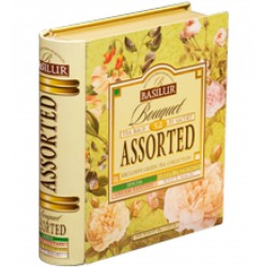 Basilur Bouquet Assorted Tea Book zöld tea válogatás teakönyv fém díszdobozban, 32 filter - 70332
